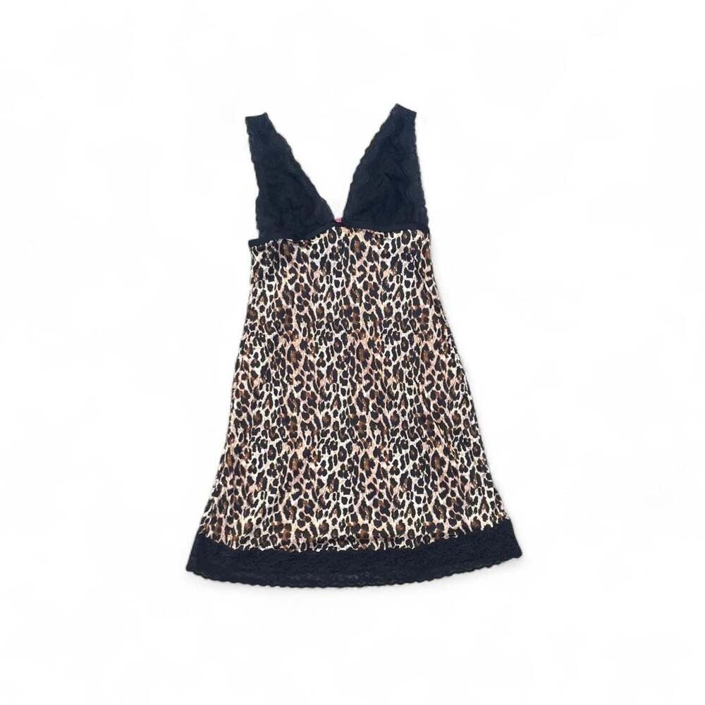 Vintage Victoria's Secret Leopard Print Lace Babydoll Slip Dress